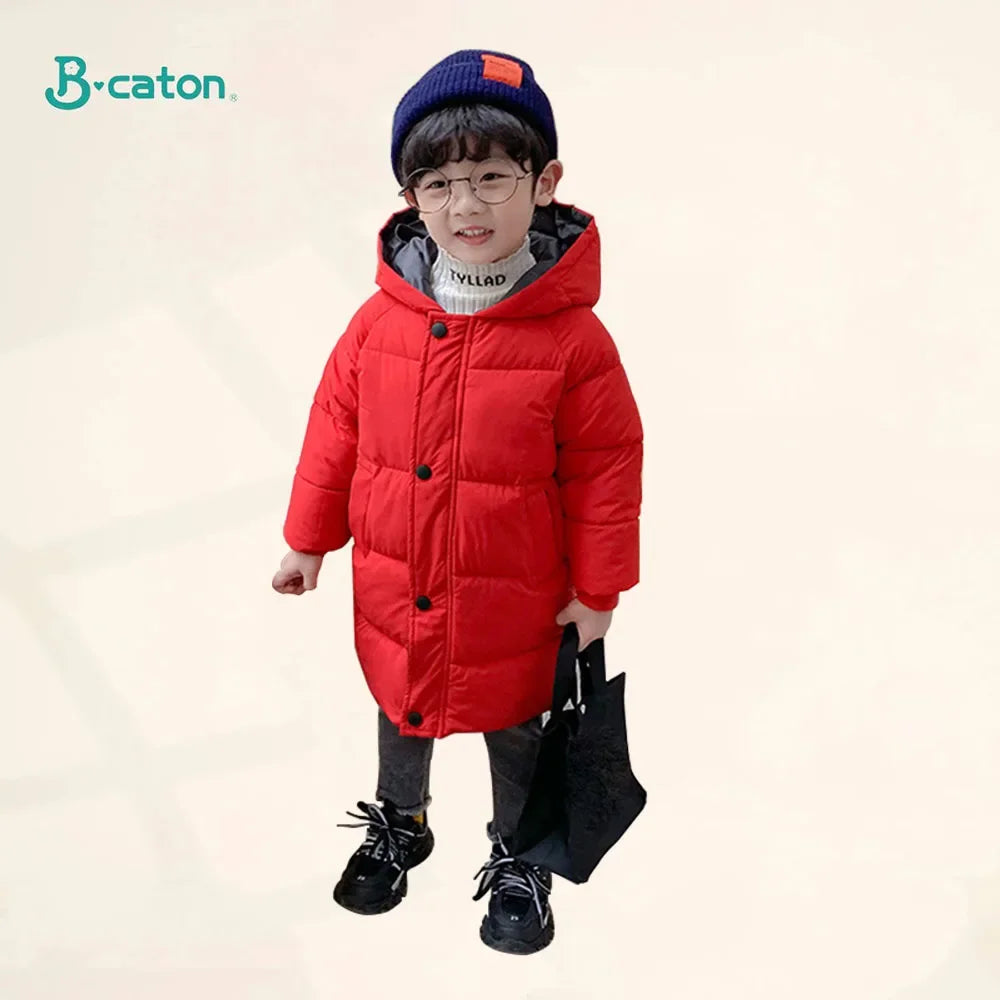 Children Down Coat Mid-length Long Sleeve Boys Girls Puffer Down Jackets Thicking Warm Children Down Jacket Coats Kid Clothes