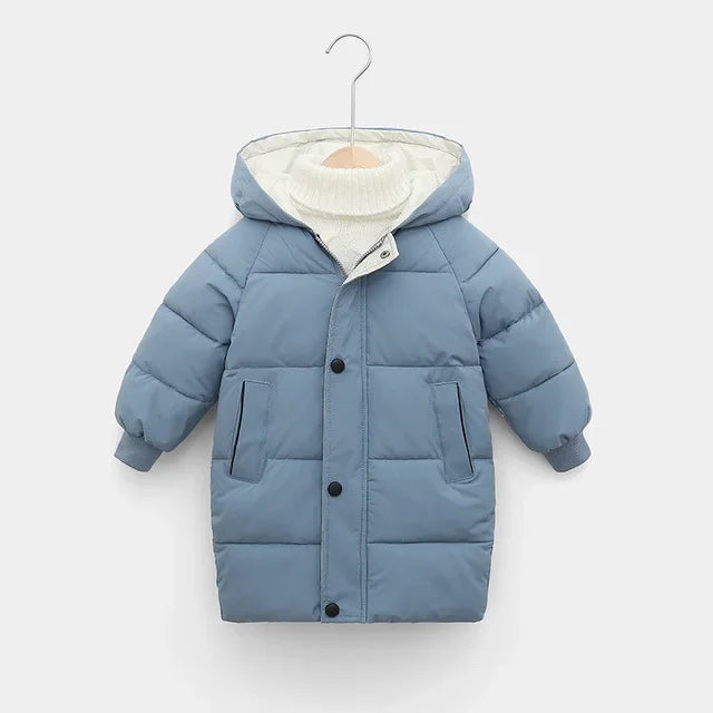 Children Down Coat Mid-length Long Sleeve Boys Girls Puffer Down Jackets Thicking Warm Children Down Jacket Coats Kid Clothes