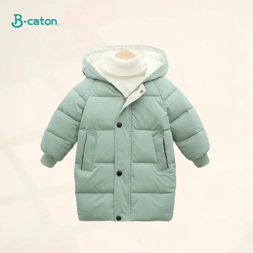 Children Down Coat Mid-length Long Sleeve Boys Girls Puffer Down Jackets Thicking Warm Children Down Jacket Coats Kid Clothes