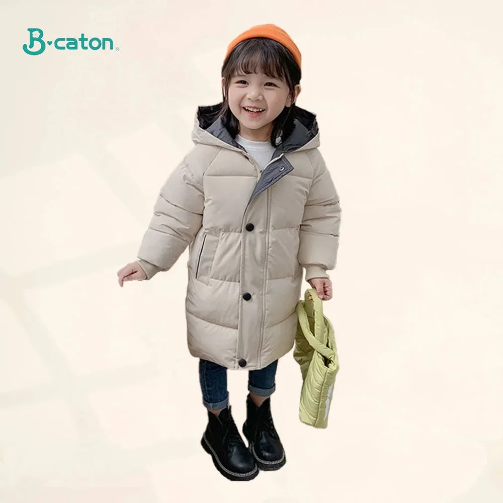 Children Down Coat Mid-length Long Sleeve Boys Girls Puffer Down Jackets Thicking Warm Children Down Jacket Coats Kid Clothes