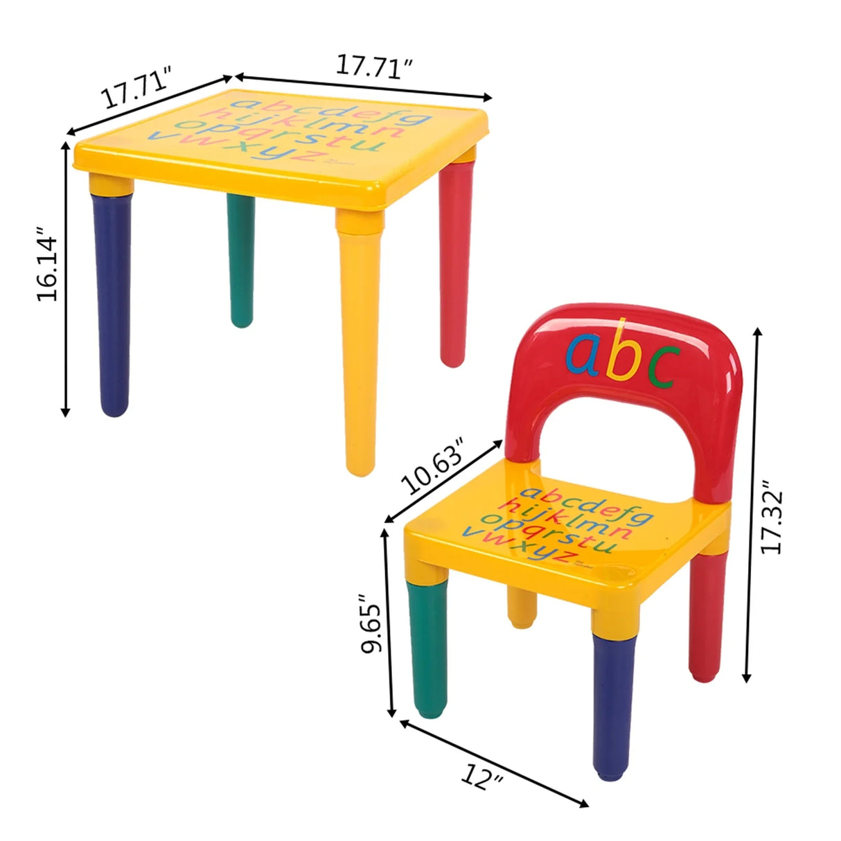 Children Letter Table Chair Set Yellow & Red