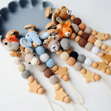 Children Nipple Holder Clips Baby Pacifier Chain Baby Teether Toys Straps Pacifier Holder Clips Crochet Animal Pacifier Clips