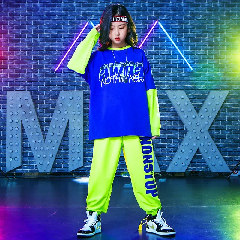 Children Street Dance Costume Jazz Modern Dance Costumes Kids Dancing Coats Tops & Trousers Boys Girls Hip Hop Dance Clothes