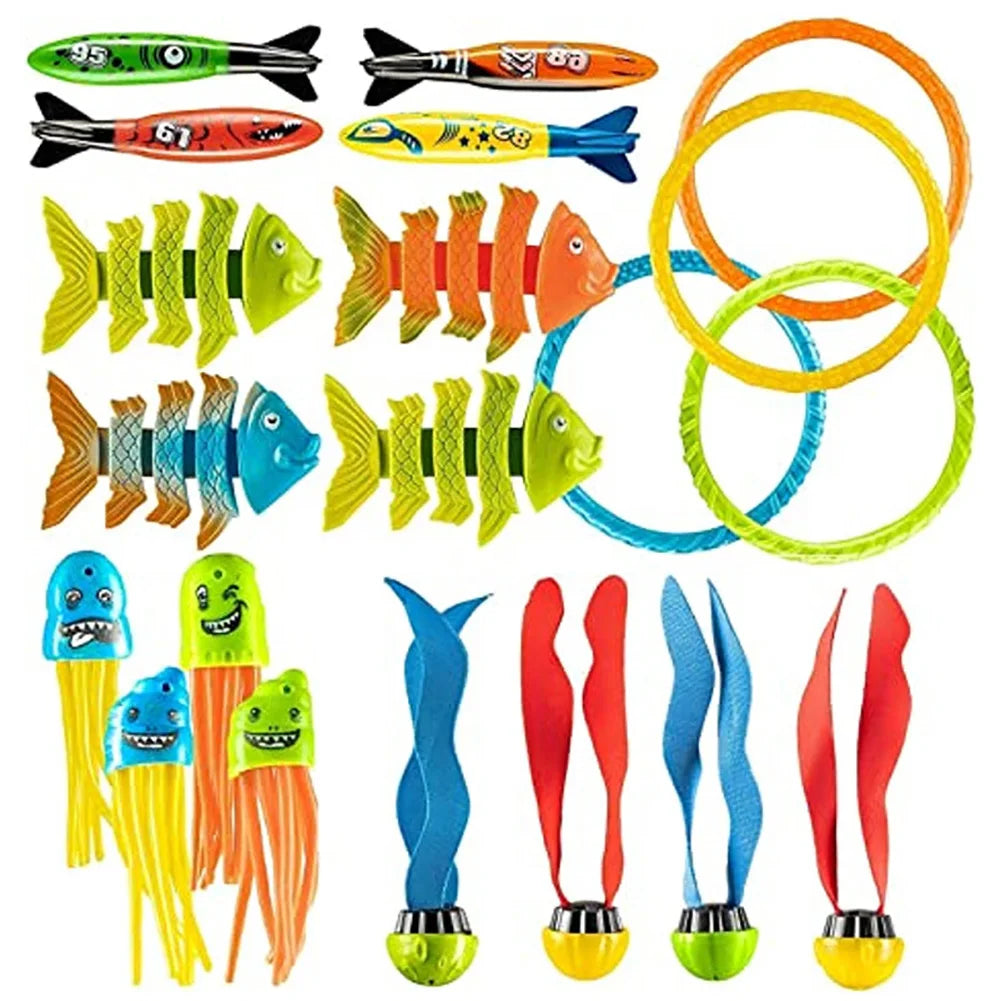 Children Summer Swimming Octopus Pool Diving Toys Set Water Sports Water Play Toys Diving Stick Gem Underwater Grabbing Toys Set