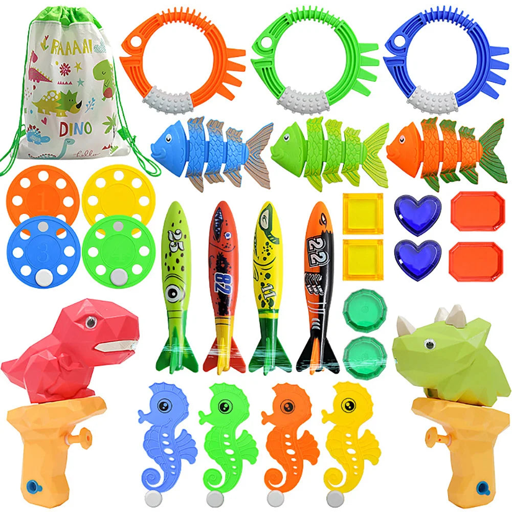 Children Summer Swimming Octopus Pool Diving Toys Set Water Sports Water Play Toys Diving Stick Gem Underwater Grabbing Toys Set