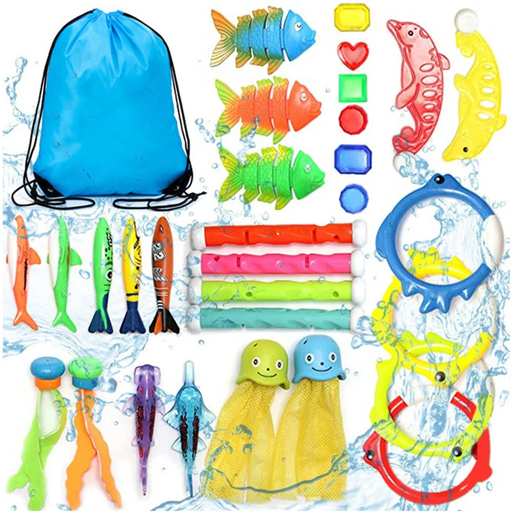 Children Summer Swimming Octopus Pool Diving Toys Set Water Sports Water Play Toys Diving Stick Gem Underwater Grabbing Toys Set