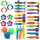 Children Summer Swimming Octopus Pool Diving Toys Set Water Sports Water Play Toys Diving Stick Gem Underwater Grabbing Toys Set