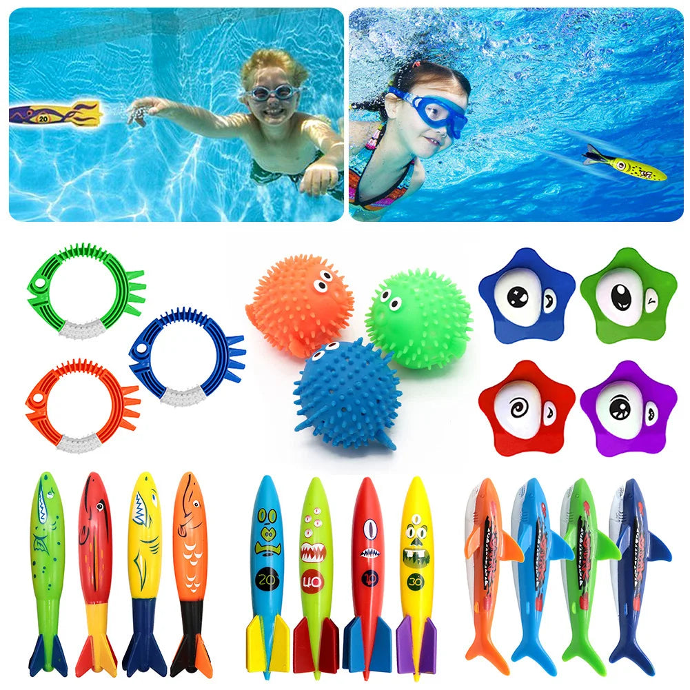 Children Summer Swimming Octopus Pool Diving Toys Set Water Sports Water Play Toys Diving Stick Gem Underwater Grabbing Toys Set