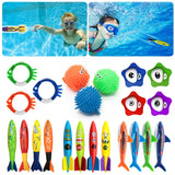 Children Summer Swimming Octopus Pool Diving Toys Set Water Sports Water Play Toys Diving Stick Gem Underwater Grabbing Toys Set