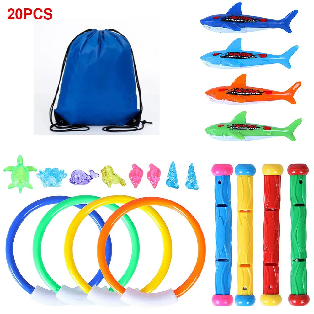 Children Summer Swimming Octopus Pool Diving Toys Set Water Sports Water Play Toys Diving Stick Gem Underwater Grabbing Toys Set