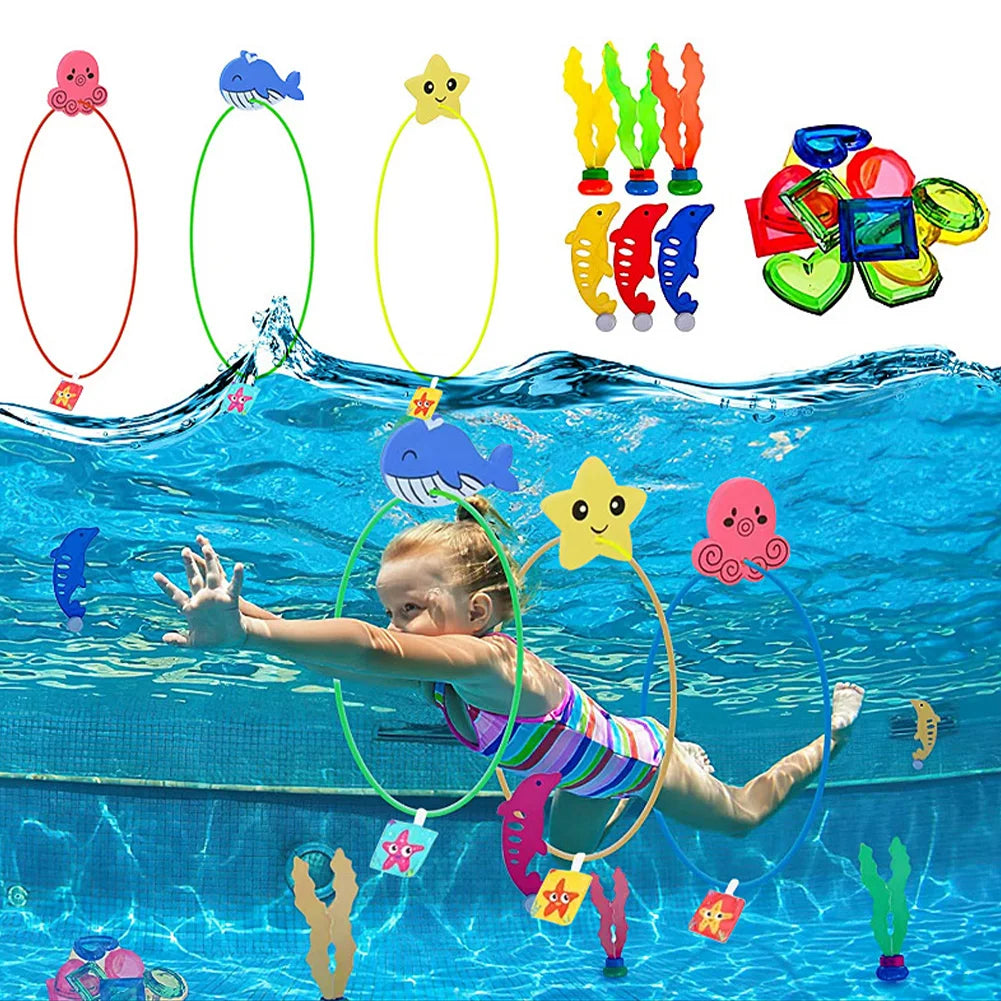 Children Summer Swimming Octopus Pool Diving Toys Set Water Sports Water Play Toys Diving Stick Gem Underwater Grabbing Toys Set