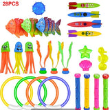 Children Summer Swimming Octopus Pool Diving Toys Set Water Sports Water Play Toys Diving Stick Gem Underwater Grabbing Toys Set