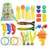 Children Summer Swimming Octopus Pool Diving Toys Set Water Sports Water Play Toys Diving Stick Gem Underwater Grabbing Toys Set