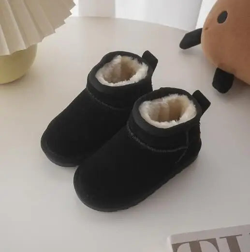 Children Winter Snow Boots Baby Cow Suede Upper Warm Boots With Thick Plush Boys Girls High-top Snow Boots For Cold Weather