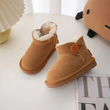 Children Winter Snow Boots Baby Cow Suede Upper Warm Boots With Thick Plush Boys Girls High-top Snow Boots For Cold Weather