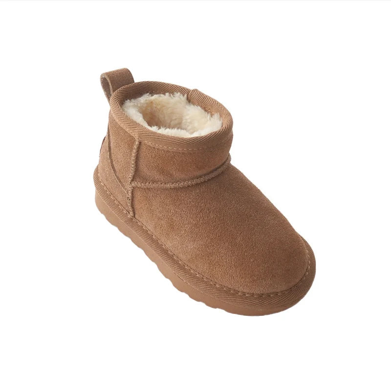 Children Winter Snow Boots Baby Cow Suede Upper Warm Boots With Thick Plush Boys Girls High-top Snow Boots For Cold Weather