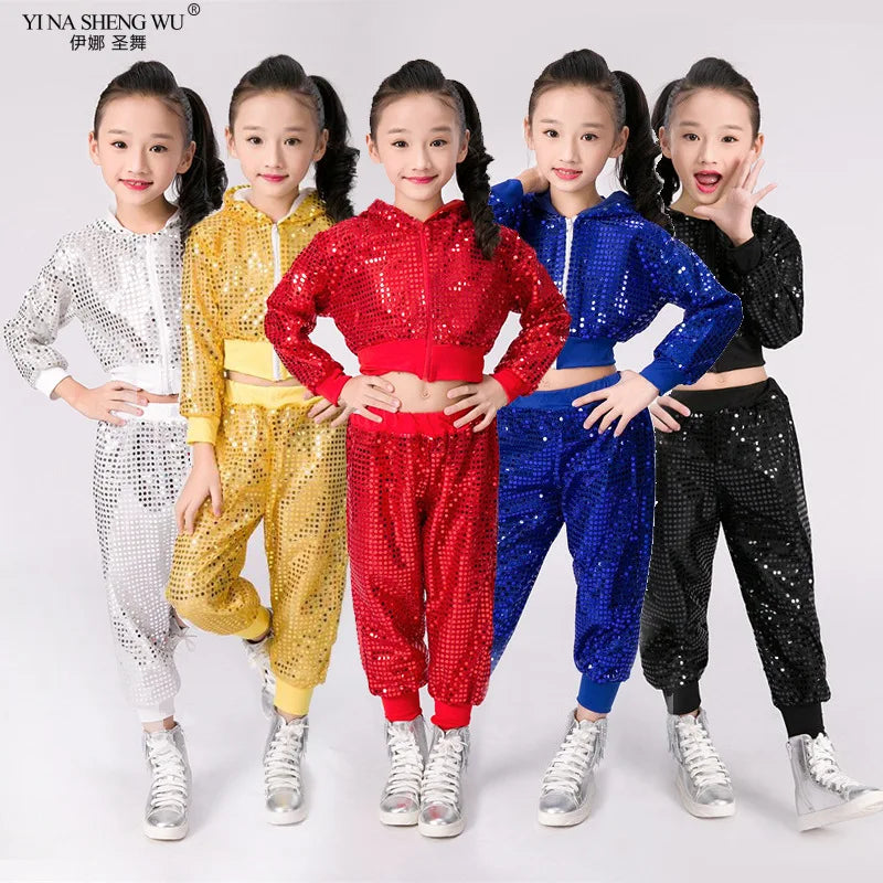 Children's Jazz Dance Costume Children's Day Performance Hip-hop Street Dance Men and Women Sequined Performance Costume Suit