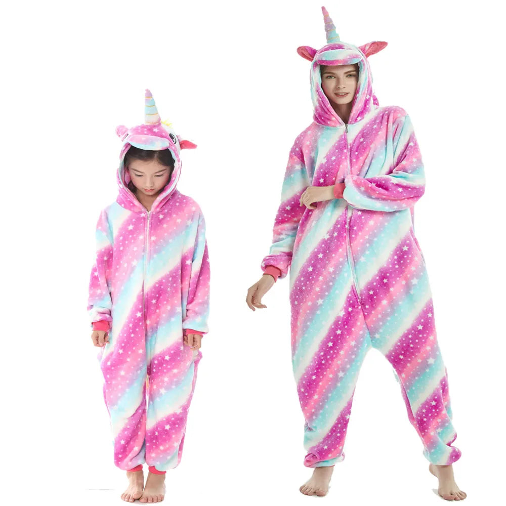 Children's Pajamas Girls Animal Pijamas Family Kigurumi Unicorn Costume Adults Anime Cosplay Clothes Lion Jumpsuit for Teen Boys