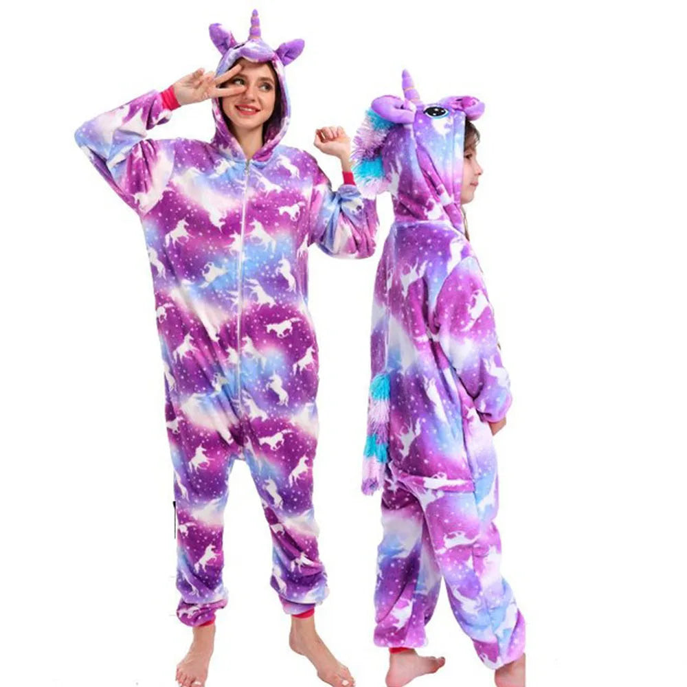 Children's Pajamas Girls Animal Pijamas Family Kigurumi Unicorn Costume Adults Anime Cosplay Clothes Lion Jumpsuit for Teen Boys