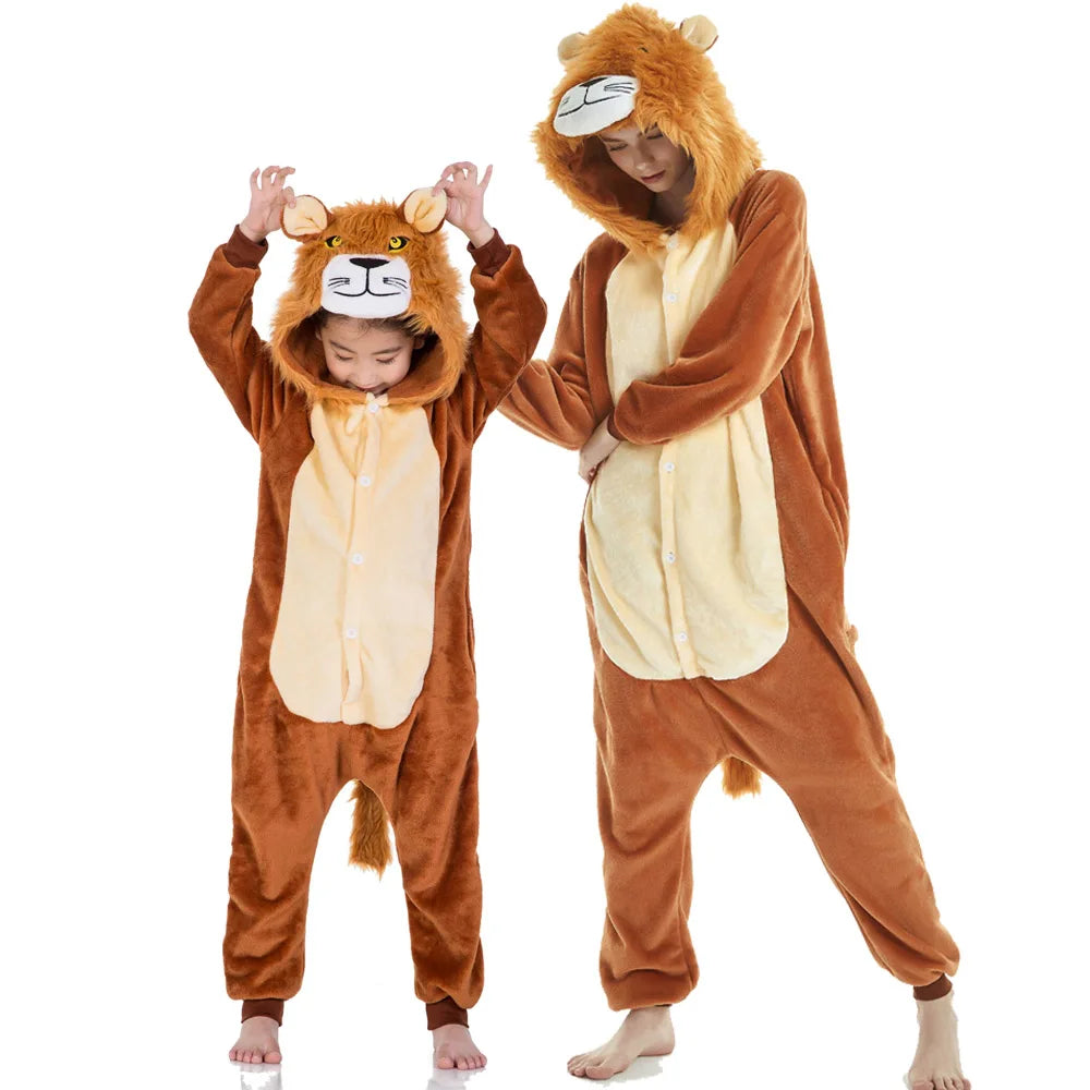 Children's Pajamas Girls Animal Pijamas Family Kigurumi Unicorn Costume Adults Anime Cosplay Clothes Lion Jumpsuit for Teen Boys