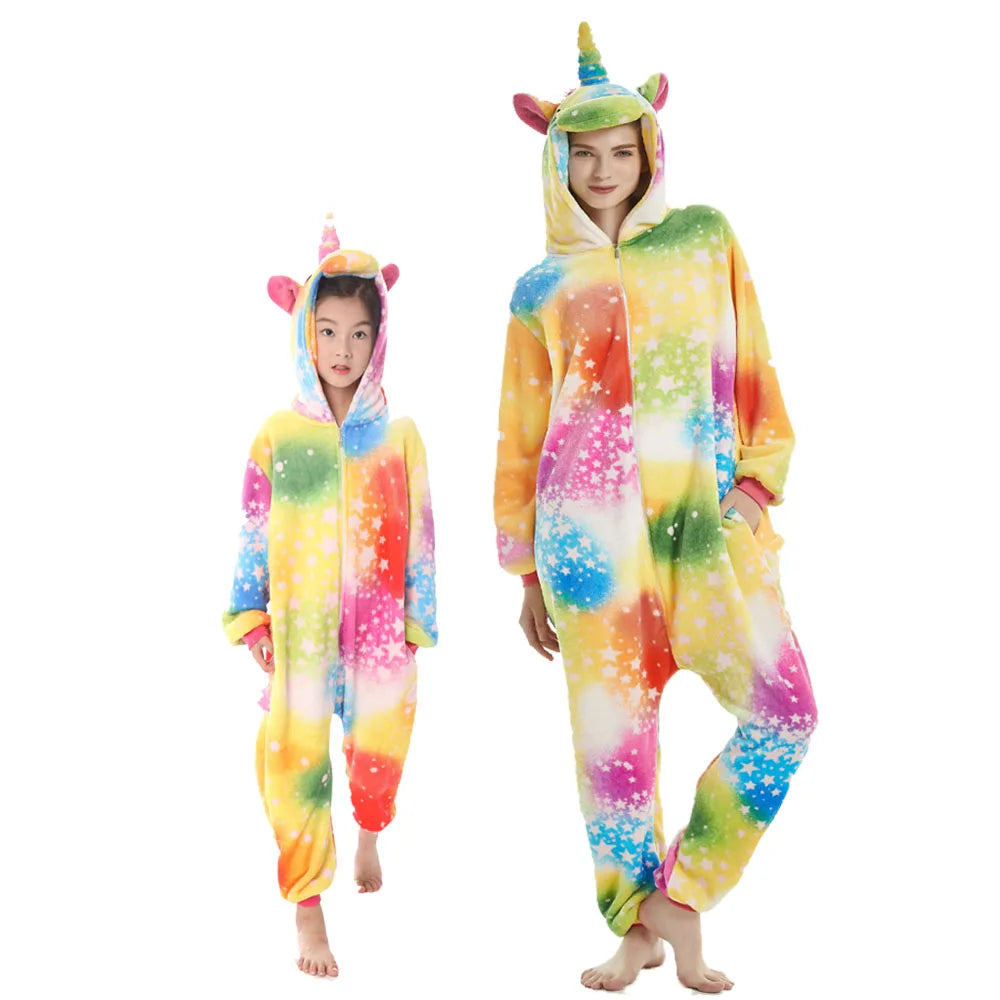 Children's Pajamas Girls Animal Pijamas Family Kigurumi Unicorn Costume Adults Anime Cosplay Clothes Lion Jumpsuit for Teen Boys