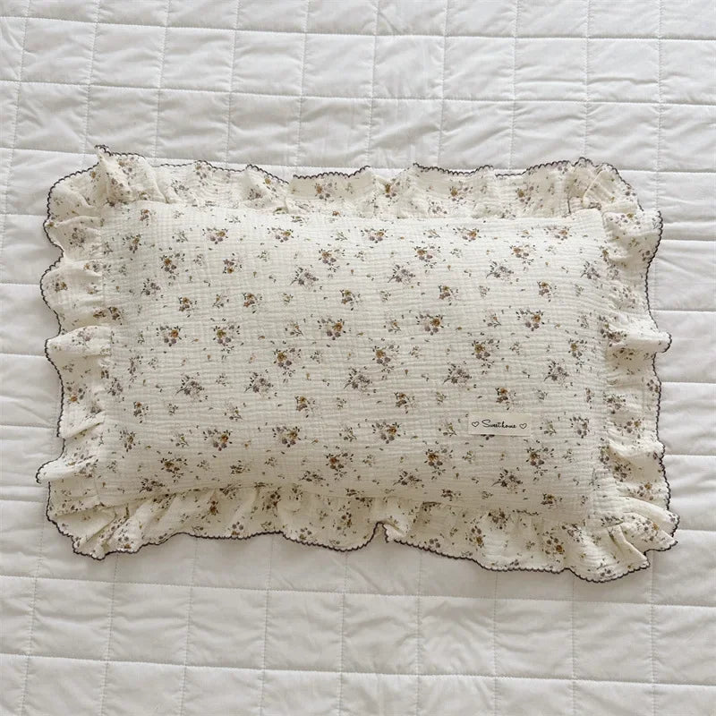 Children's Pillowcase Class A 100% Cotton Double-layer Gauze Princess Lace Floral Kids Pillow Cases Baby Boys Girls Pillow Cover