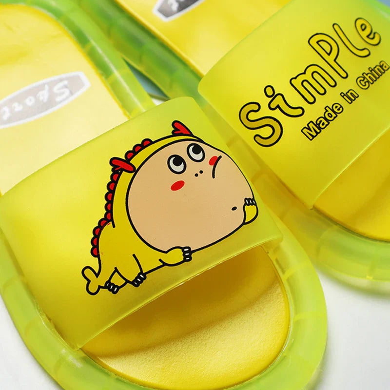 Children‘s Slippers Boys Girls Cartoon Letter Prints Shoes Lighted Fashion Cute Shoes Bathroom Kids Toddler Slippers