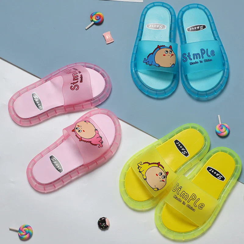 Children‘s Slippers Boys Girls Cartoon Letter Prints Shoes Lighted Fashion Cute Shoes Bathroom Kids Toddler Slippers