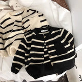 Children's Soft Waxy Striped Sweater Cardigan For Boys And Girls' Spring And Autumn Versatile Knitted Coat Toddler Girl Cardigan