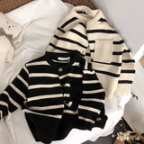 Children's Soft Waxy Striped Sweater Cardigan For Boys And Girls' Spring And Autumn Versatile Knitted Coat Toddler Girl Cardigan