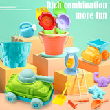 Children's beach toys, playing with sand, digging an hourglass, playing with water, shovels, buckets, and kettles, ages 1-6