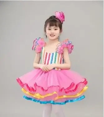 Children's dance hall clothing sequin modern dance short skirt girl jazz dance ball dress wedding princess skirt