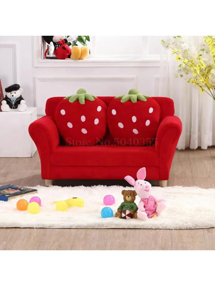 Children's lazy sofa fabric Princess baby lazy seat strawberry combination sofa child mini cute