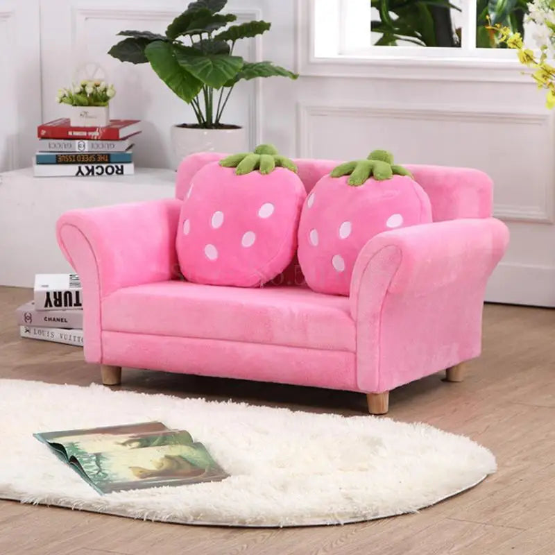 Children's lazy sofa fabric Princess baby lazy seat strawberry combination sofa child mini cute