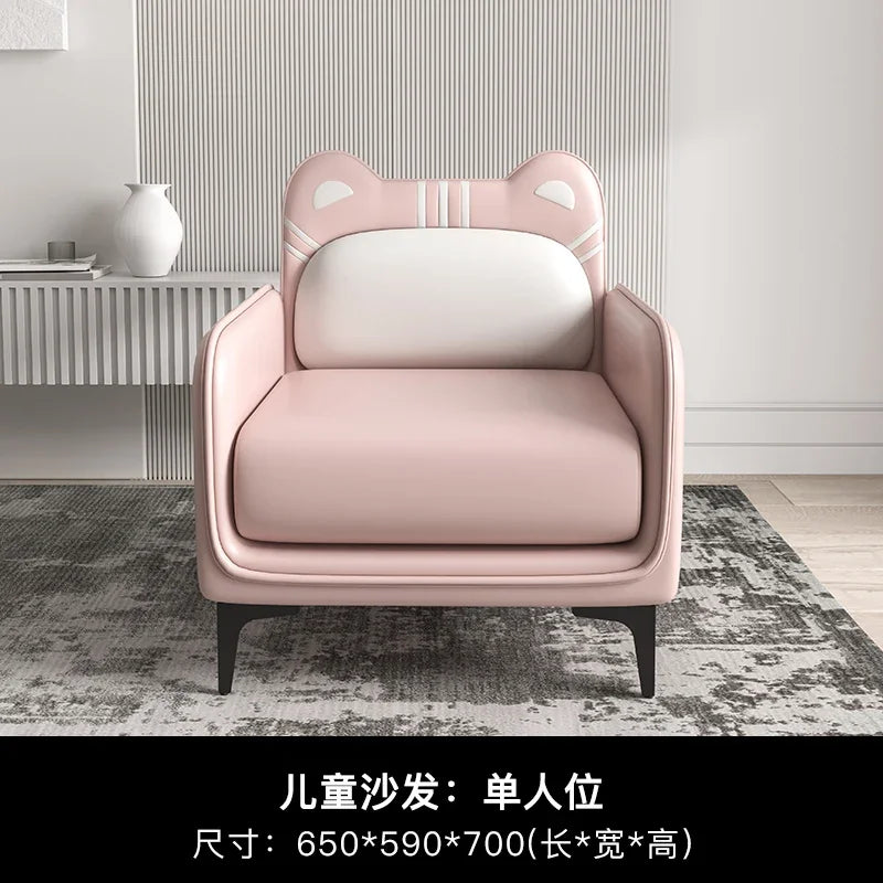 Children's parent-child sofa boy modern minimalist cartoon home room reading chair stool double leather sofa