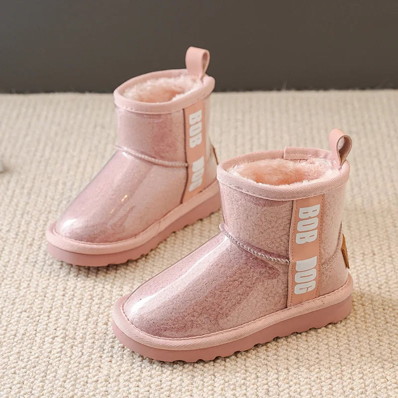 Children's shoes Girl's Fashion Transparent Upper Snow Boots Boy's Thick Plush Ankel High Warm Winter Boots Size 23-37