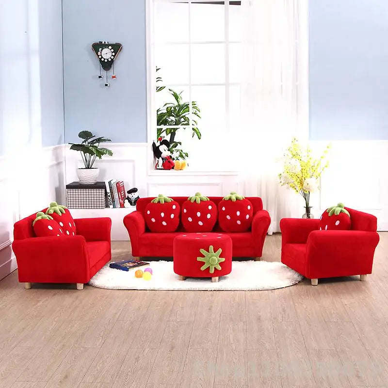 Children's sofa cute cartoon fabric strawberry sofa modern Korean tatami combination baby sofa special offer