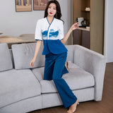 China style Beauty Salon Spa Work Clothes for Women Hotel Foot Bath Saunas Profesionales Masseur Uniform Beautician Overalls Set