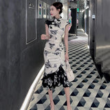 Chinese Dress Vintage Sexy Sleeveless Female Qipao Classic Elegant Mandarin Collar Long Cheongsam Skinny Split Vestidos Mujer