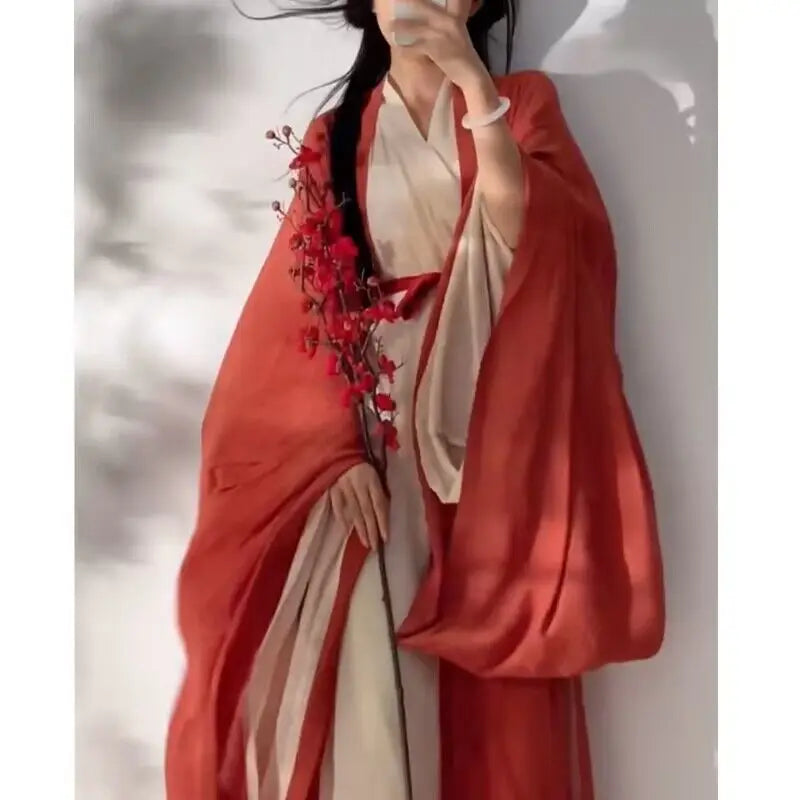 Chinese Hanfu Dress Women Cosplay Costume 2023 Ancient Traditional Hanfu Dress Song Dynasty Hanfu Green&Red Dress Plus Size