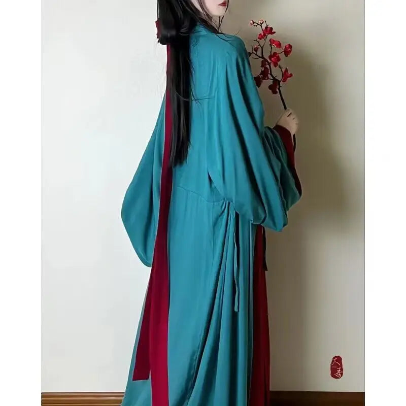 Chinese Hanfu Dress Women Cosplay Costume 2023 Ancient Traditional Hanfu Dress Song Dynasty Hanfu Green&Red Dress Plus Size