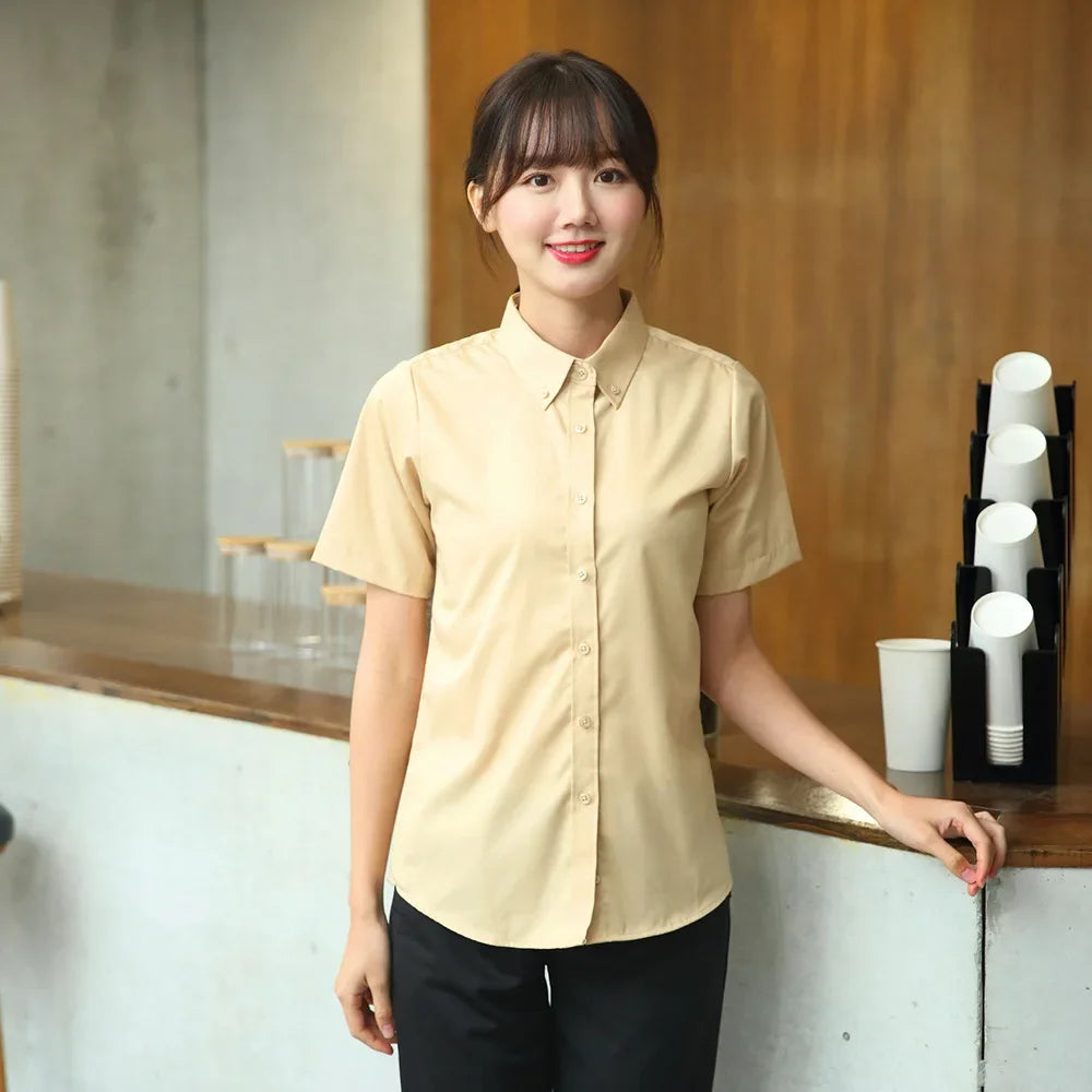 Chinese Restaurant Waitress Hotel Waiter Uniform Summer Waitress Overalls Short Sleeved Catering Teahouse Working Clothing