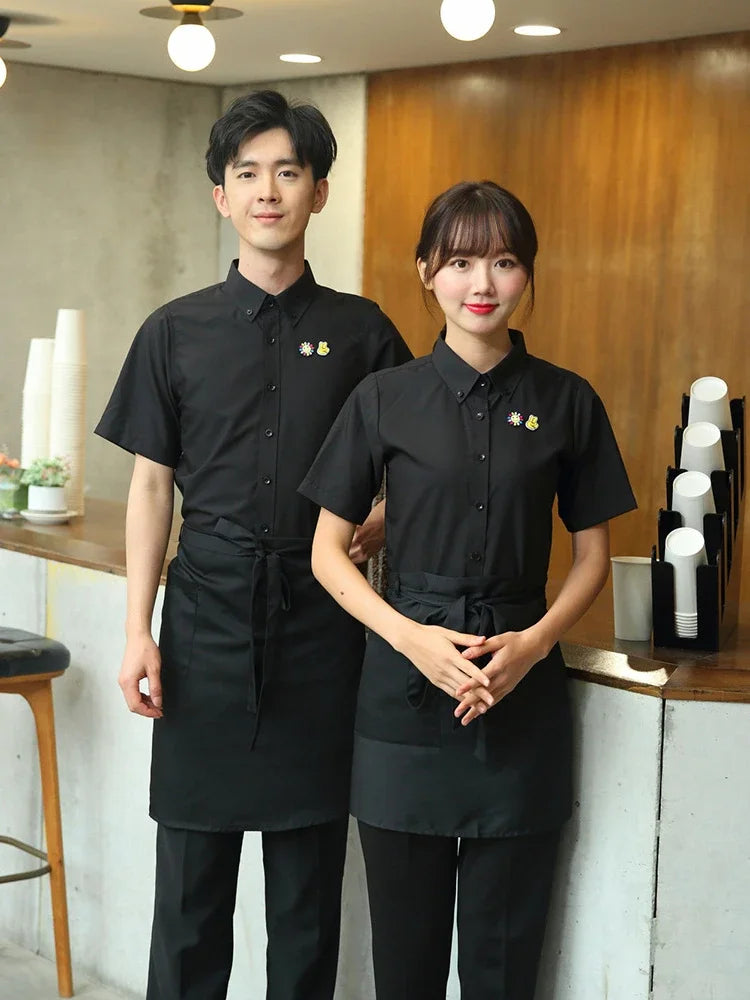 Chinese Restaurant Waitress Hotel Waiter Uniform Summer Waitress Overalls Short Sleeved Catering Teahouse Working Clothing