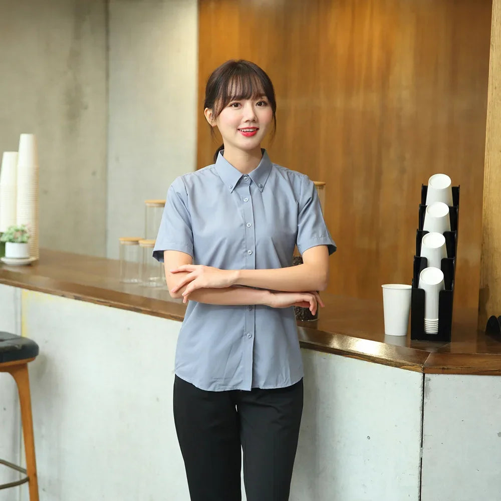 Chinese Restaurant Waitress Hotel Waiter Uniform Summer Waitress Overalls Short Sleeved Catering Teahouse Working Clothing