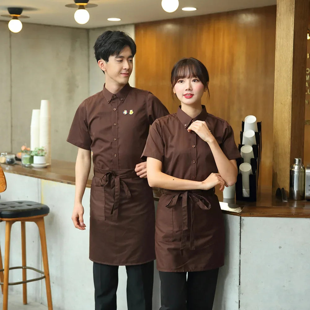 Chinese Restaurant Waitress Hotel Waiter Uniform Summer Waitress Overalls Short Sleeved Catering Teahouse Working Clothing