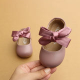 Chinese Style Bow-Knot Baby Newborn Toddler Girl Crib Shoes Pram Soft Sole Prewalker Anti-slip Baby Shoes