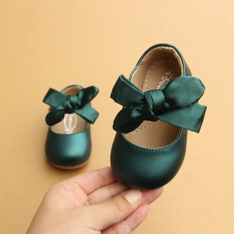 Chinese Style Bow-Knot Baby Newborn Toddler Girl Crib Shoes Pram Soft Sole Prewalker Anti-slip Baby Shoes