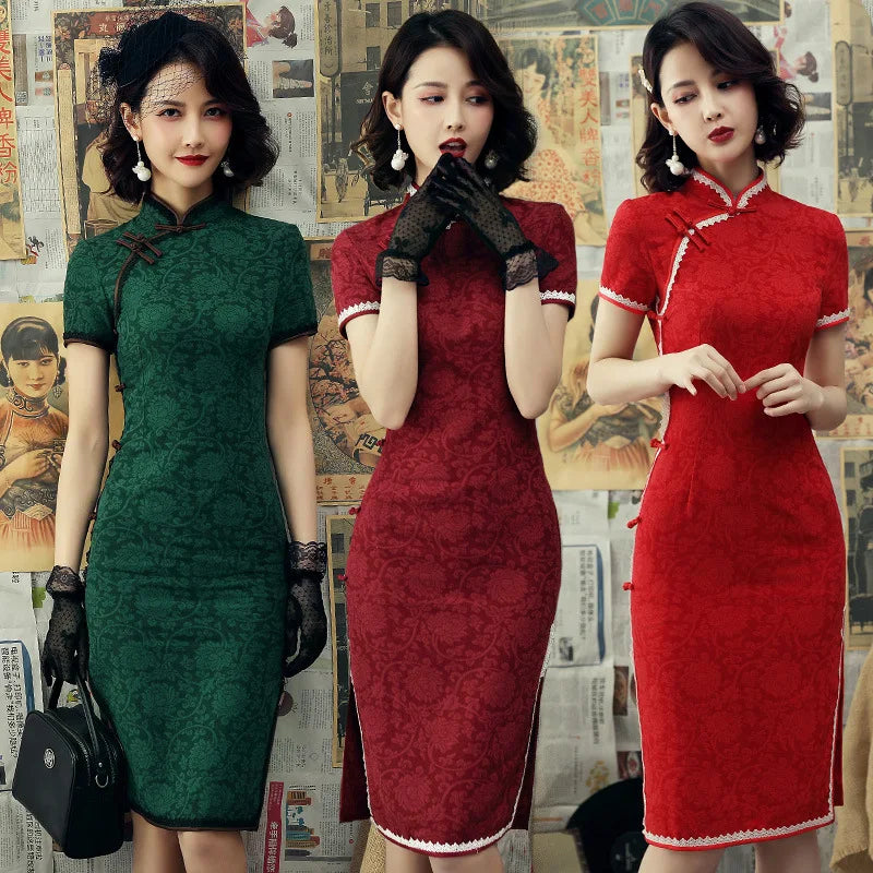 Chinese Vintage Cheongsam Dresses Beautiful Qipao Chinese Traditional Clothing For Women 3XL