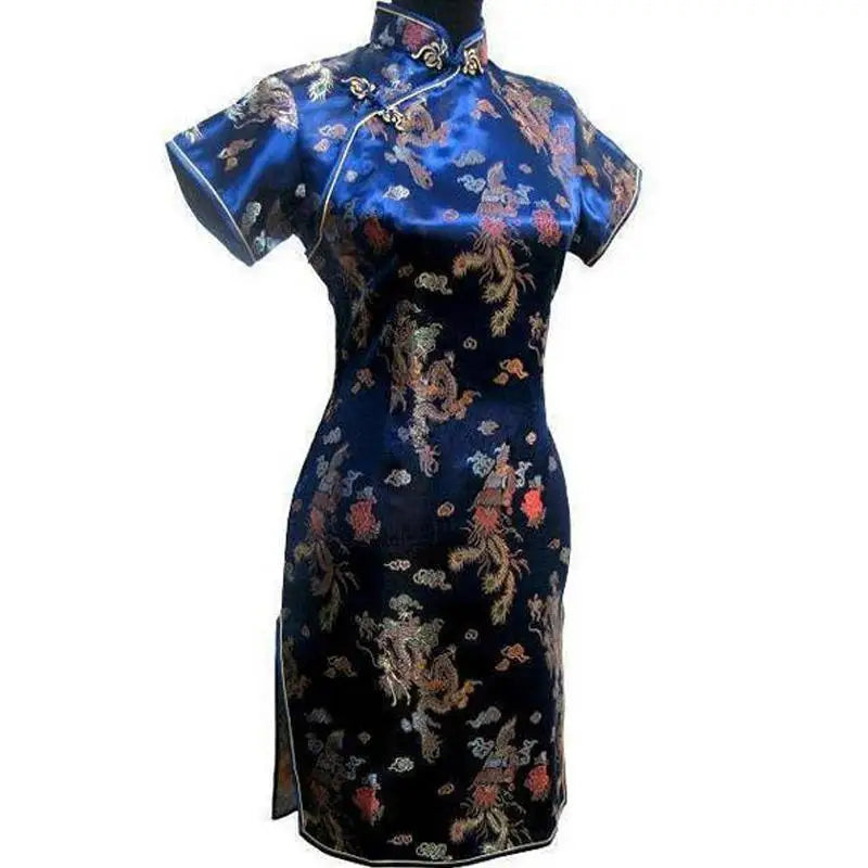 Chinese Women Cheongsam Costume Retro Classic Chinese Qipao Dress Cosplay So Cool Black Dragon Phoenix Vestidos Halloween Dress