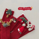 Christmas Kids Socks Winter Warm Knitted Cotton Knee High Socks For Girls Children Cartoon Red Long Sock Leg Warmer